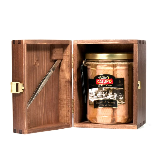 RISERVA FILETTO DI TONNO 820GR IN SCATOLA LEGNO – CALLIPO